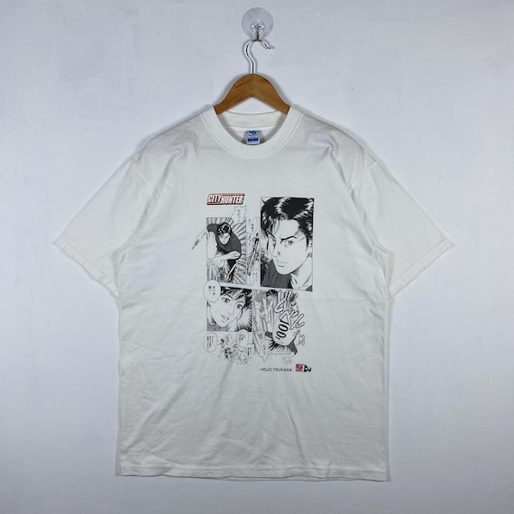Hi-STANDARD 1991アニメ風グラフィックTシャツ　ホワイト　sサイズ 90年代ヴィンテージ シティーハンター アニメTシャツ - 北条司 マンガ