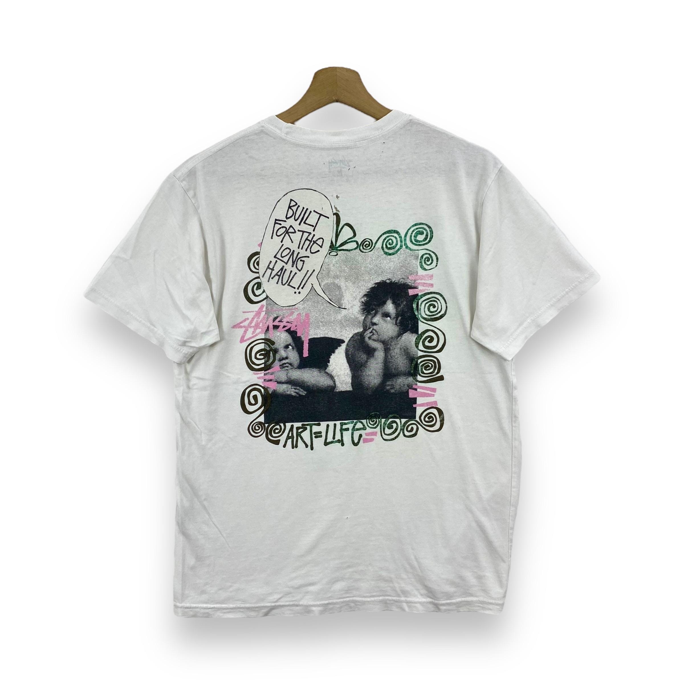 Rare!! Vintage 00's STUSSY Art is Life Photo Tee Distressed Tee