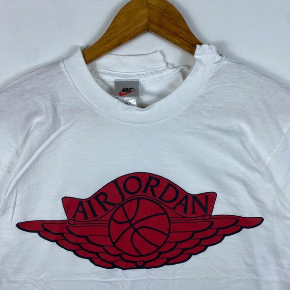 Rare!! Vintage 90's NIKE AIR JORDAN Winged Logo Ripped Tee