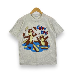 Rare!! Vintage 90's CHIP 'n' DALE Disney Cartoon Tee Shirt Free Size
