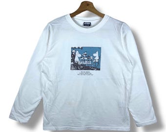 Rare!! MOOMIN Moomin Characters Cartoon Graphic Long Sleeve Tee Shirt Large Size