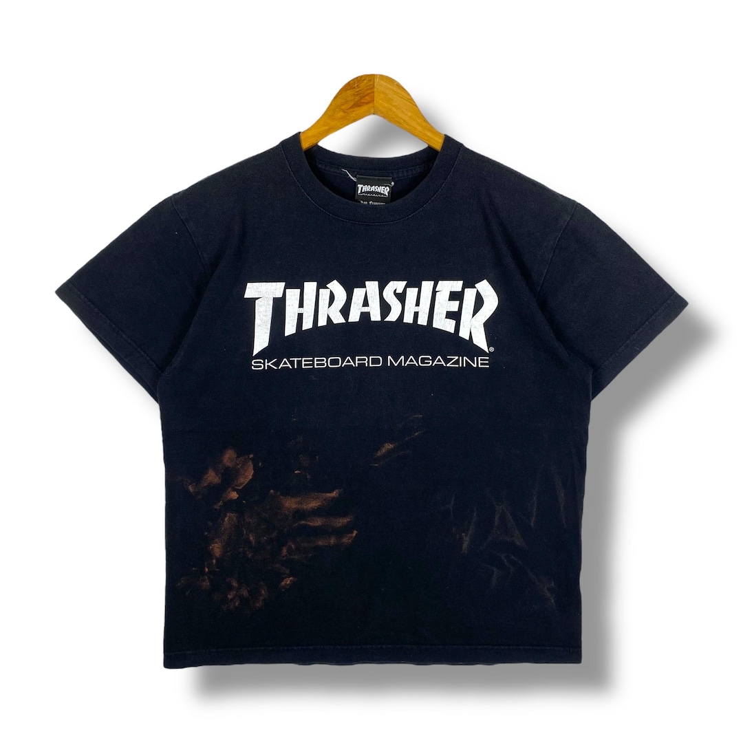 【00s】 THRASHER MAGロゴ T XL USA スケボーヴィンテージ Rare!! Vintage 00's THRASHER Skateboard Magazine Bleached Stains