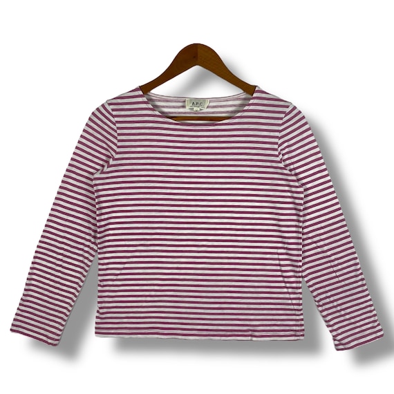 Rare!! A.P.C. Japan Women Striped Long Sleeve Tee Shirt Small Size