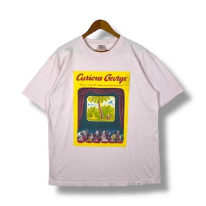 Rare!! CURIOUS GEORGE Funny Cartoon Graphic Tee Shirt 3-Large Size