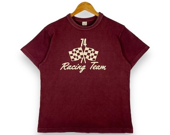 Vintage Warehouse 74 Racing Team Tee - Made in Japan - Burgundy Medium