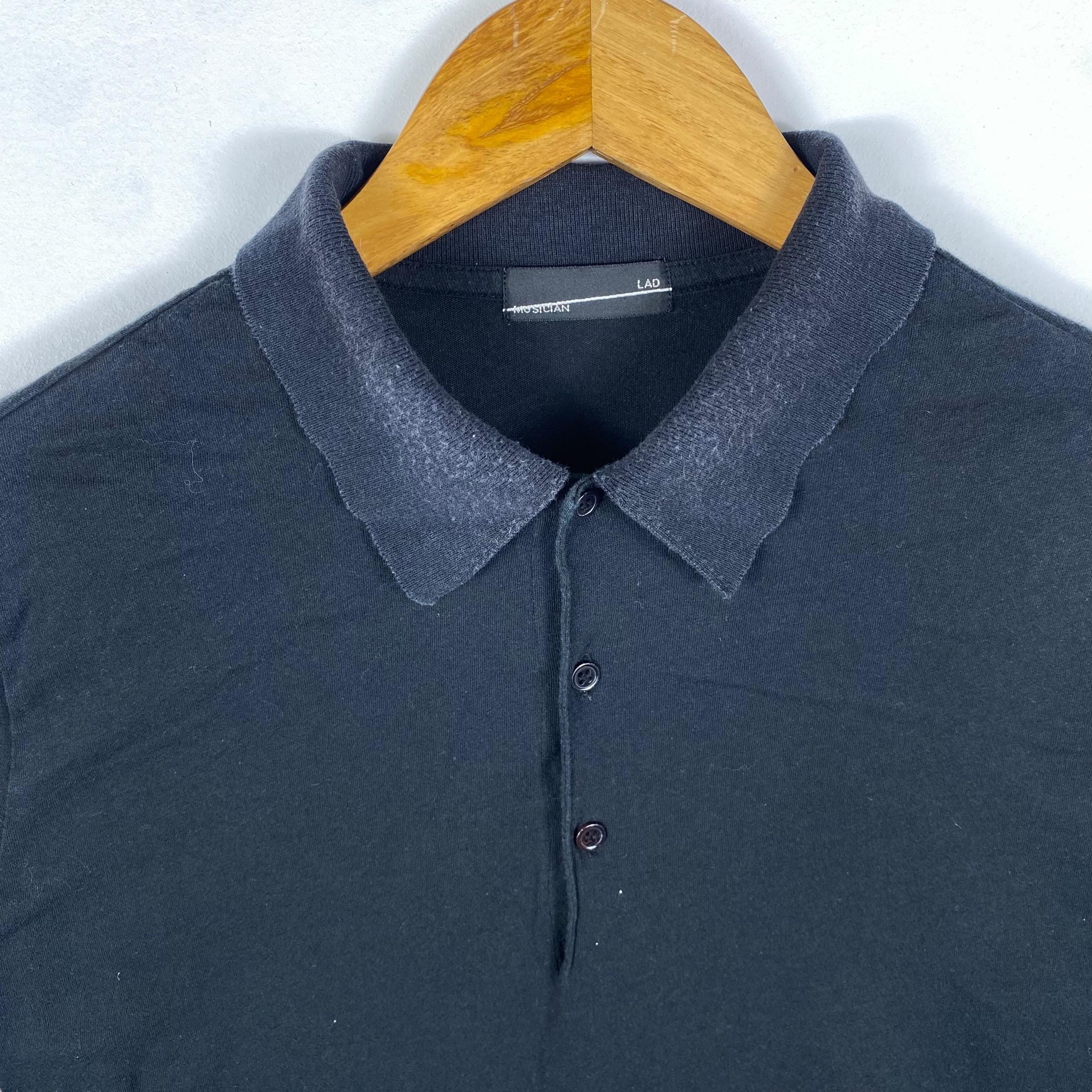 Rare!! LAD MUSICIAN Flowers 03 Long Sleeve Polo Shirt Small Size