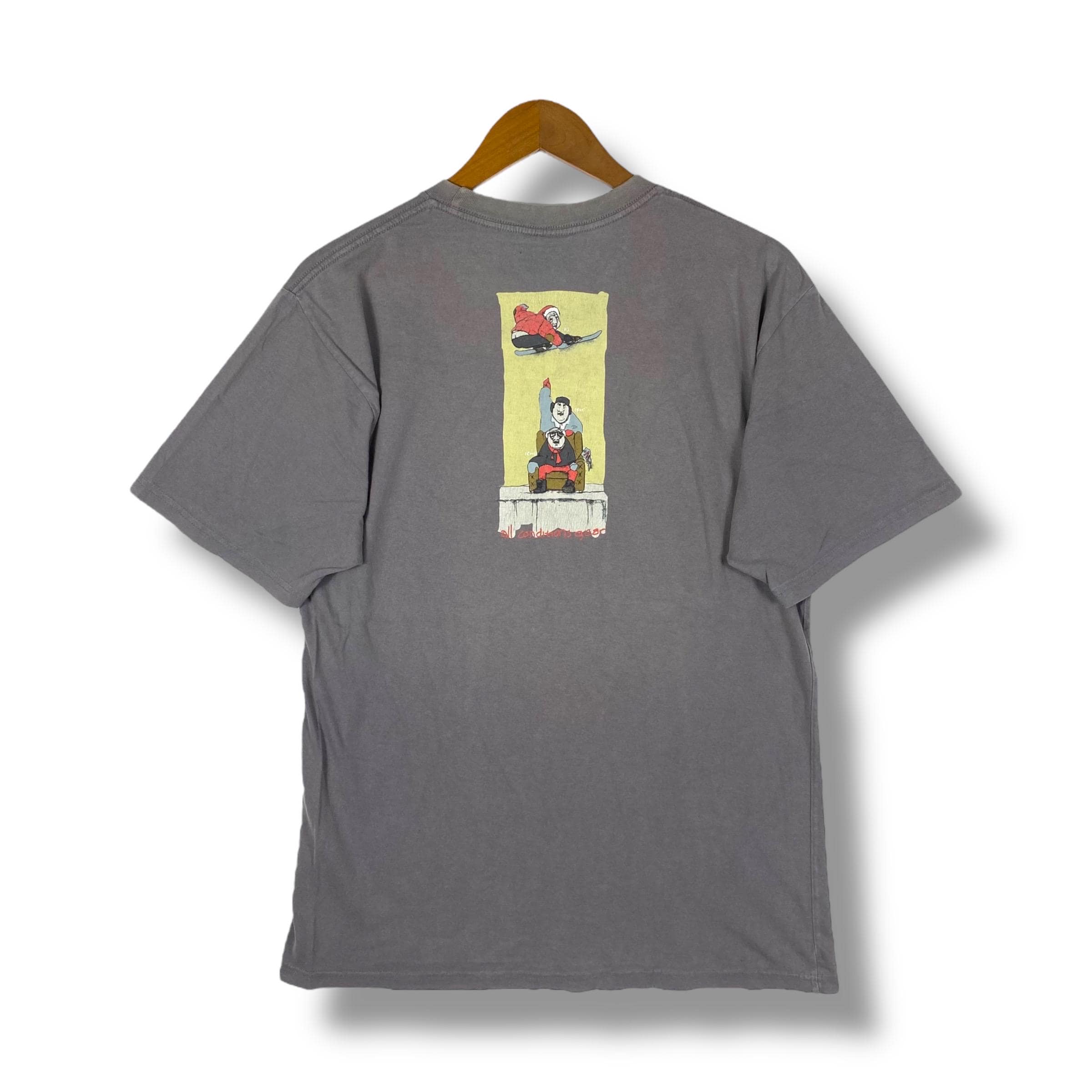 Rare!! Vintage 00's NIKE ACG Graphic Faded Tee Shirt Medium Size