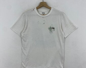 Rare!! Vintage 00's STUSSY Art is Life Photo Tee Distressed Tee