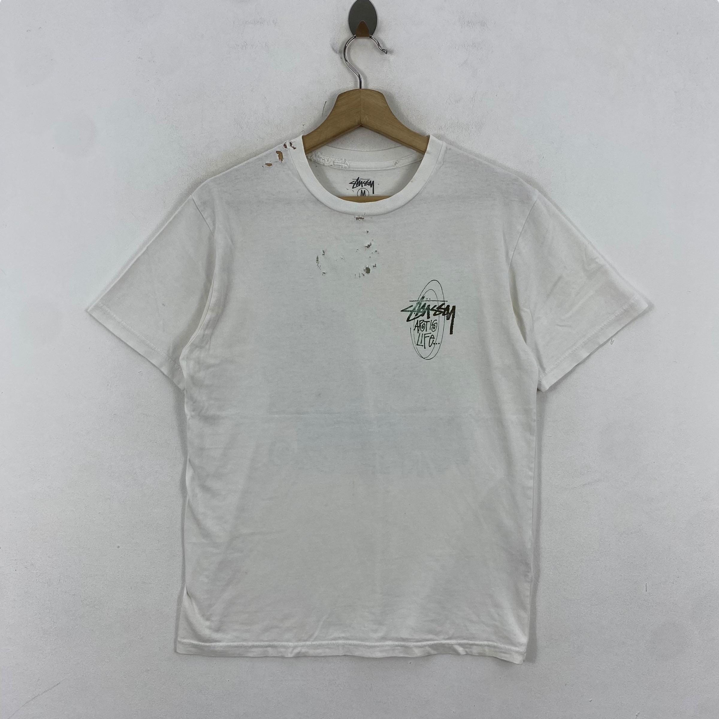 Rare!! Vintage 00's STUSSY Art is Life Photo Tee Distressed Tee