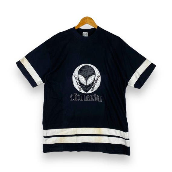 alien nation フットボールシャツ フリーサイズ エイリアンネイション Rare!! Vintage 90's ALIEN NATION Big Logo Retro Hip Hop Tee Shirt