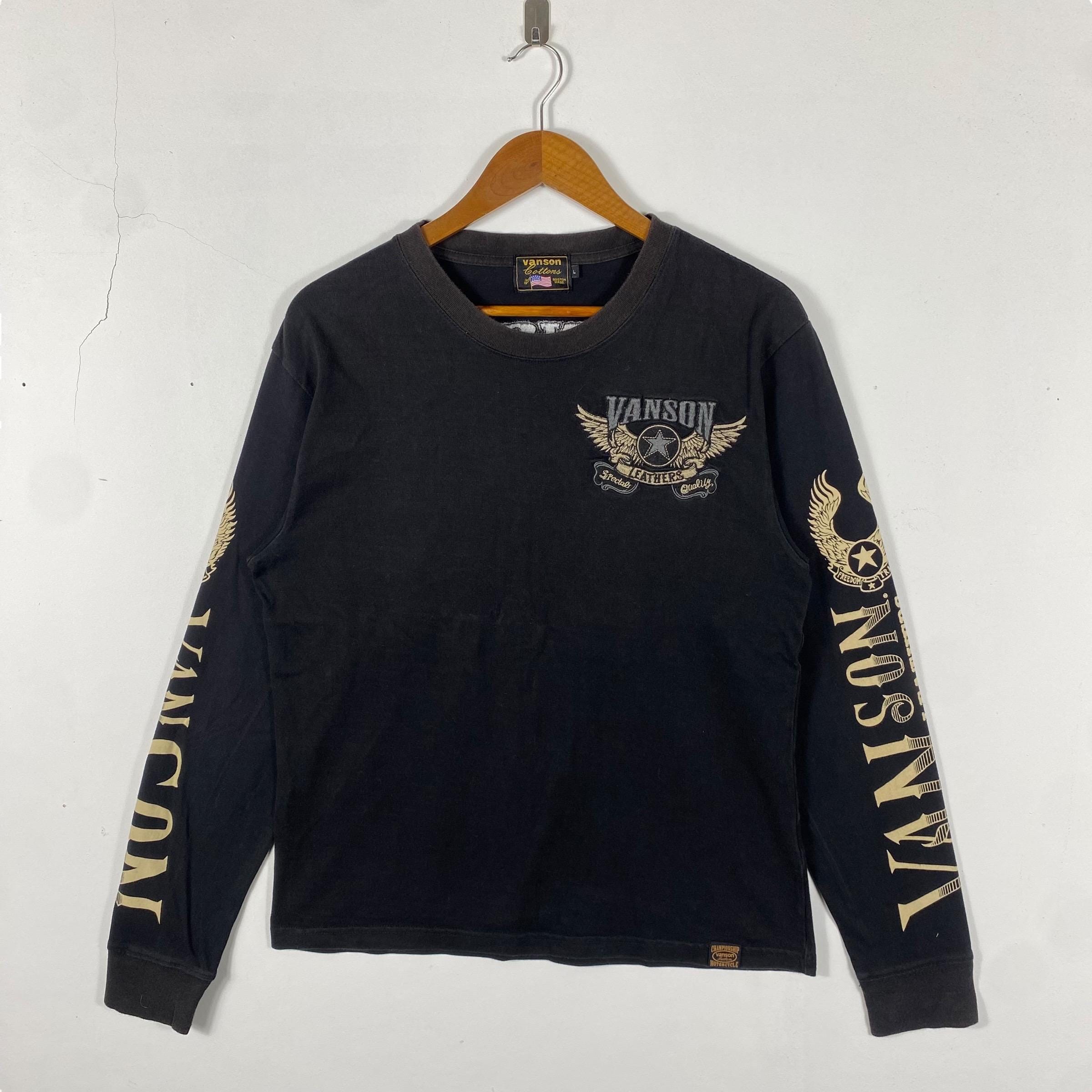Rare!! Vintage VANSON LEATHERS Embroidery Logo Long Sleeve Tee
