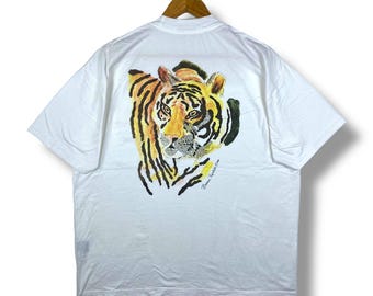 Rare!! Vintage 90&#39;s BANANA REPUBLIC Endangered Himalayan Tigers Tee Shirt Extra Large Size