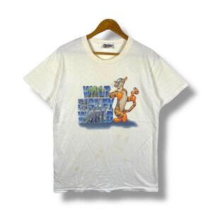 Zeldzaam!! Vintage WALT DISNEY WORLD Tijger cartoon grafisch T-shirt jaren 00 groot formaat