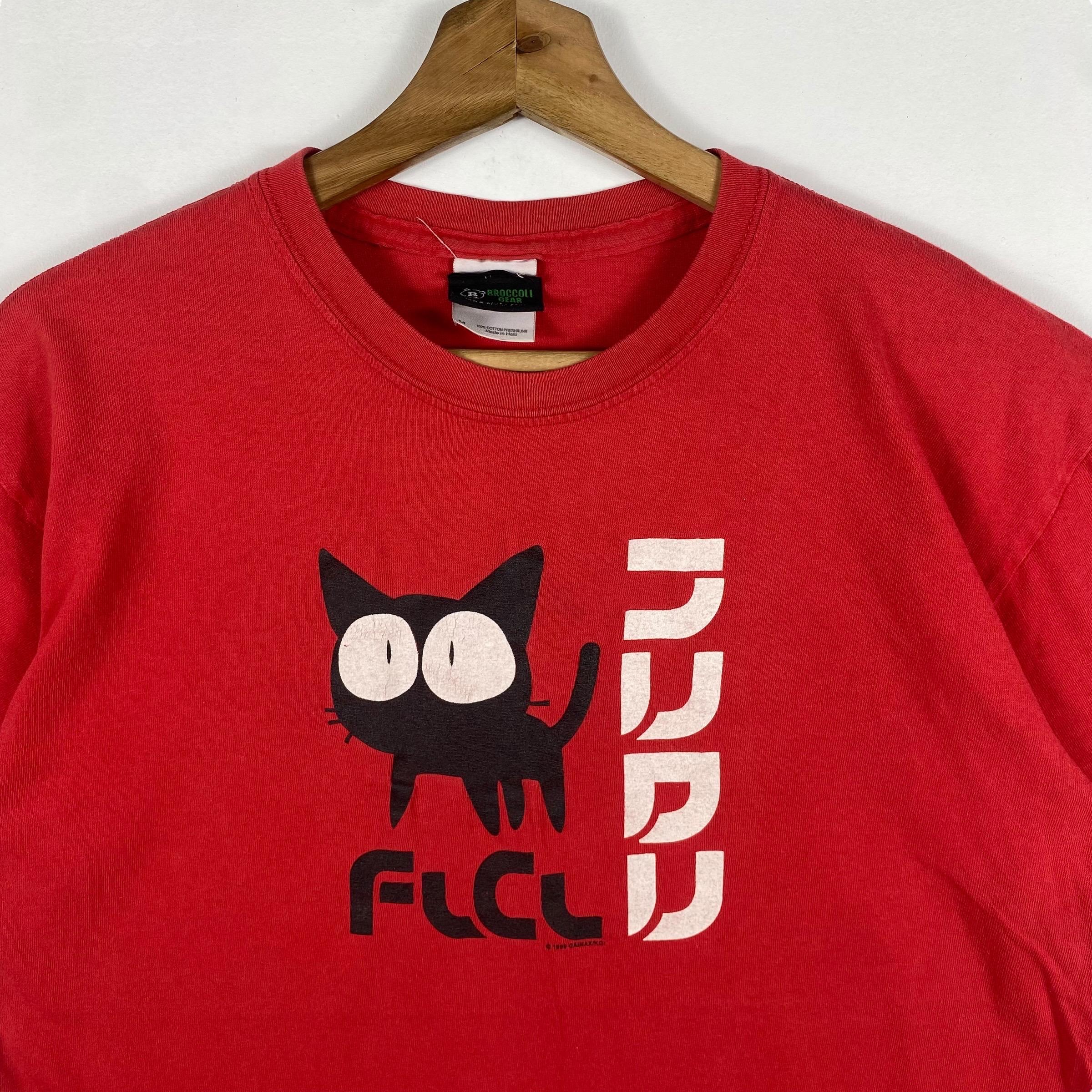 Rare!! Vintage 90's FLCL Fooly Cooly Takkun Cat Anime Manga Tee