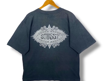 Vintage 90's Stussy Athletics Skater Blue T Shirt Medium Stussy
