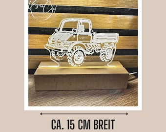 LED Acryl Lampe im Unimog-Design – Perfekte Deko für Schreibtisch oder Wohnzimmer, bringt Abenteuer und Stil in dein Zuhause!