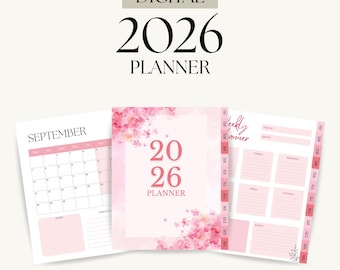 2026 Digital Planner | Aesthetic Pink Planner PDF | Weekly & Monthly ...