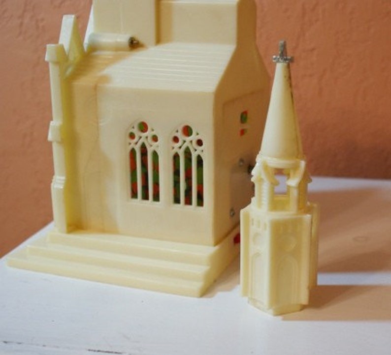 Vintage Church Lighted Music Box Etsy