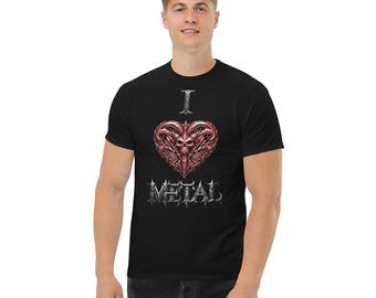 Schwarzes Unisex-T-Shirt „I love Metal“