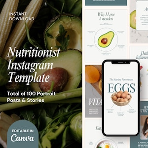 Instagram-sjablonen voor voedingscoach, sociale media-sjablonen voor welzijnscoach, canva-sjablonen voor gezondheidscoach, carrouselsjablonen voor voedingsdeskundige