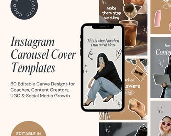 Instagram Karussell Covers, UGC Canva Vorlagen (60 bearbeitbar)