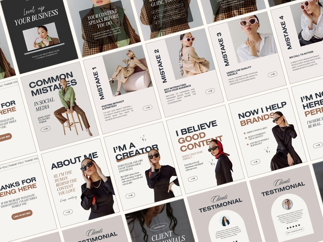 Neutral Instagram Carousel Templates, Social Media Templates for ...