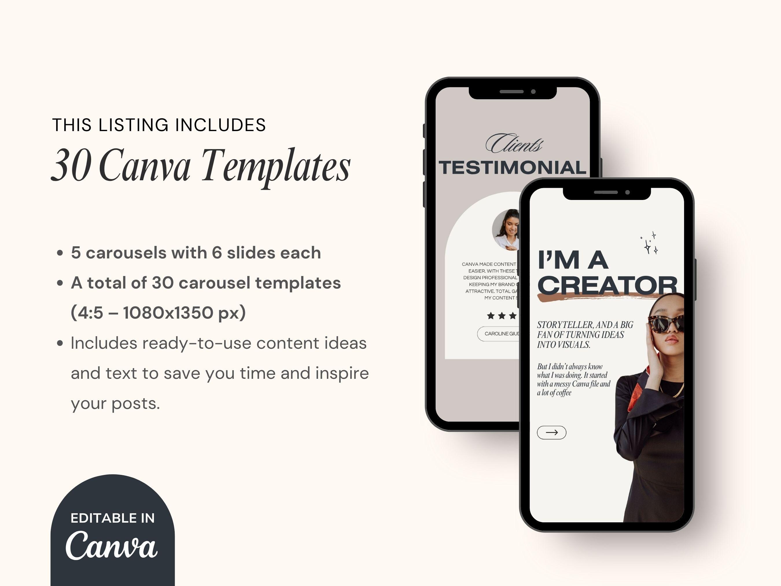 Neutral Instagram Carousel Templates, Social Media Templates for ...