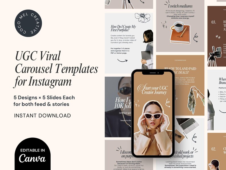 Viral Instagram Carousel Templates, Aesthetic Canva Templates for ...