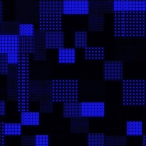 Puede incluir: Arte digital abstracto con un fondo oscuro y un patr&oacute;n de cuadrados azules. Los cuadrados var&iacute;an en tama&ntilde;o y est&aacute;n llenos de formas geom&eacute;tricas m&aacute;s peque&ntilde;as, creando un efecto texturizado y pixelado. El dise&ntilde;o general es moderno y gr&aacute;fico.