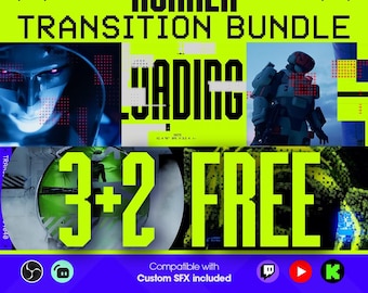 May include: A digital graphic with the text "RUNNER TRANSITION BUNDLE" in a bold, neon green font. The image includes futuristic imagery, a robot, and the words "LOADING" and "3+2 FREE". The design is set against a vibrant blue and green background.