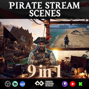 Geanimeerde piratenstreamscènes | Achtergrond streamen | Twitch OBS-overlay (digitale download)
