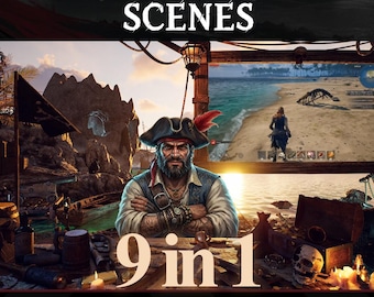 Animated Pirate Stream Scenes | Stream Background | Twitch OBS Overlay (Digital Download)