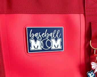 Custom Team Colors Sports Bag Patch | 3x2in Acrylic Sports Mom Tag in Multiple Colors & Sports Available | Hook Side Fastener Only