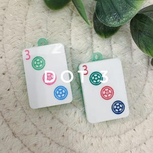 Mahjong Tile Drop Earrings | Preppy Grand Millennial Accessories | Lightweight Jewelry | Multiple Colors Available image 5