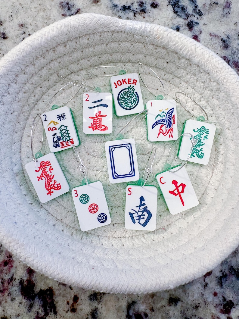 Mahjong Wine Charms | CRAK DOT BAM | Multiple Designs, Colors, & Quantities Available image 9