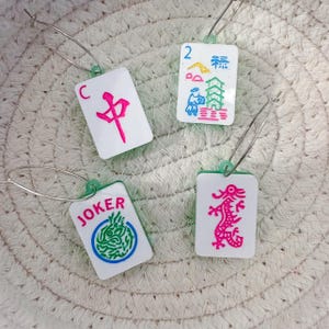 Mahjong Wine Charms | CRAK DOT BAM | Multiple Designs, Colors, & Quantities Available 4pc | Set 1