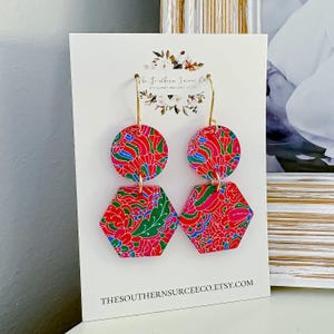 Bright Dangle Earrings | Chinoiserie | Lilly-Inspired Accessories | Floral Spring Jewelry | Pretty Gold Stainless Steel Drop Earrings Goa
