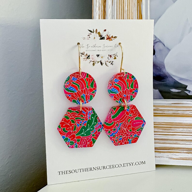 Bright Dangle Earrings | Chinoiserie | Lilly-Inspired Accessories | Floral Spring Jewelry | Pretty Gold Stainless Steel Drop Earrings Goa
