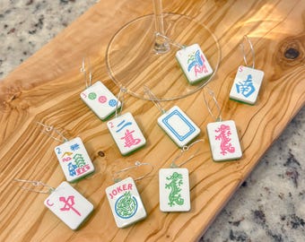 Mahjong Wine Charms | CRAK DOT BAM | Multiple Designs, Colors, & Quantities Available