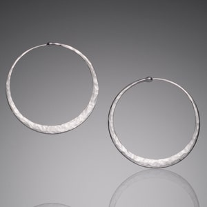 Hammered Silver Hoop Earrings Sterling Silver Hoops in All Sizes Everyday Earrings Small to Large Sizes Nickel-Free Hypoallergenic image 1