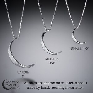 Pendentif croissant de lune en cuivre martelé Collier païen de déesse lune Lune céleste wicca Je vous aime jusqu'à la lune et retour image 3