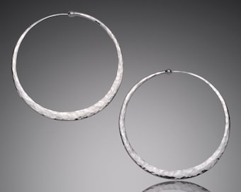 Extra Large 2 inch Silver Hoops • Big Beautiful Sterling Silver Hoop Earrings • Solid Sterling Silver Hammered Hoops