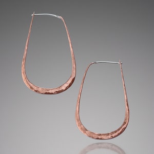 Copper Teardrop Hoop Earrings • Copper Anniversary Jewelry • Unique Boho Chic Hoop Earrings