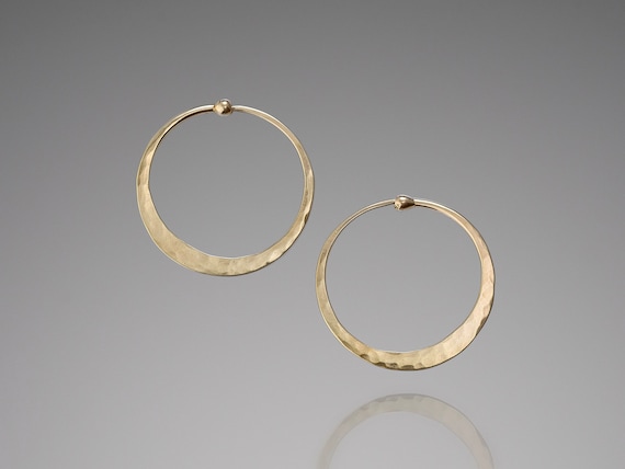 Tiny (3/4 inch) Solid 14k Gold Hoop Earrings. Minimalist Sleepers