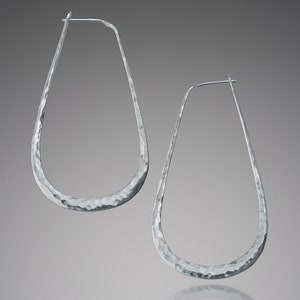 Hammered Sterling Silver Teardrop Hoop Earrings: Elegant 925 Hoops