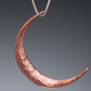 Hammered Copper Crescent Moon Pendant • Pagan Moon Goddess Necklace • Wiccan Celestial Moon • Love You to the Moon and Back