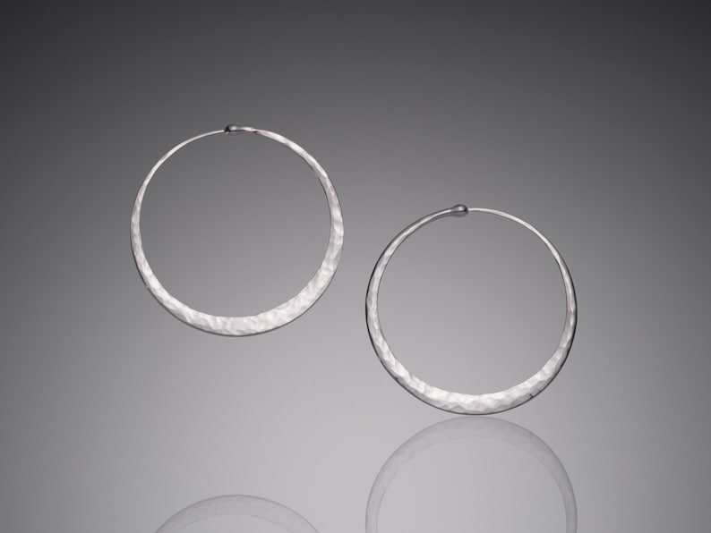 Hammered Silver Hoop Earrings Sterling Silver Hoops in All Sizes Everyday Earrings Small to Large Sizes Nickel-Free Hypoallergenic image 1