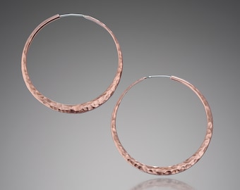 1.75 inch Large Copper Hoop Earrings • Chunky XL Design • Endless Big Loops • 7th Anniversary Gift • Perfect Wedding Present