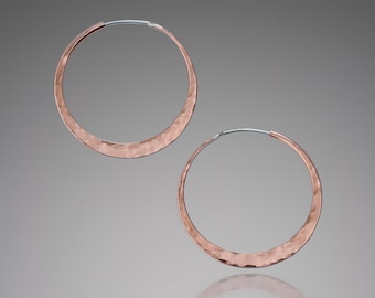 Small 1.25 Inch Copper Hoop Earrings • Simple Hoop Earrings • Unique Hoop Earrings • 7 Year Anniversary Gift