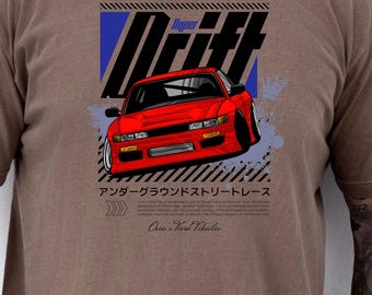 Koszulka Turbo SI3 S1lv1a Red Car | Odzież uliczna dla motoryzacji | Prezent dla Drift Culture